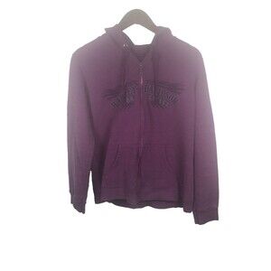 Harley Davidson Hoodie Womens Size Small Pink Purple Sweatshirt Full Zip Wings